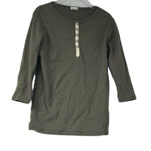 Lil legs girls sz 8 green ribbed 3/4 sleeve casual fun classic spring summer top